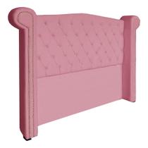 Cabeceira Estofada Sienna Para Cama Box Casal 140 Cm Suede Rosa Barbie - DL DECOR