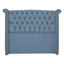 Cabeceira Estofada Sienna Para Cama Box King 195 Cm Linho Azul - DL DECOR