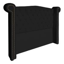 Cabeceira Estofada Sienna Para Cama Box Queen 160 Cm Suede Preto - LM DECOR