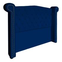 Cabeceira Estofada Sienna Para Cama Box Solteiro 90 Cm Suede Azul Marinho - DL DECOR