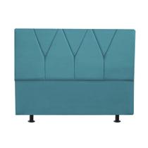 Cabeceira Estofada Solteiro 90CM Jade Suede Azul Turquesa - D A DECOR
