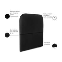 Cabeceira Estofada Solteiro Alana 90cm material sintético Preto