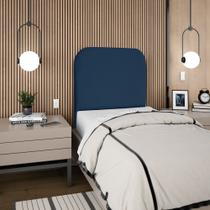 Cabeceira Estofada Solteiro Alana 90cm Suede Azul Marinho