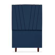 Cabeceira Estofada Solteiro Belgica 90cm Suede Azul