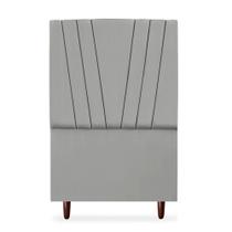 Cabeceira Estofada Solteiro Belgica 90cm Suede Cinza Claro