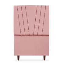 Cabeceira Estofada Solteiro Belgica 90cm Suede Rosa