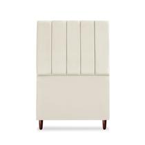 Cabeceira Estofada Solteiro Carla 90 cm Suede Bege com Frames Cabeceira Estofada Solteiro Carla 90 cm Suede Bege com Frames