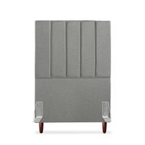 Cabeceira Estofada Solteiro Carla 90cm Linho Cinza Escuro