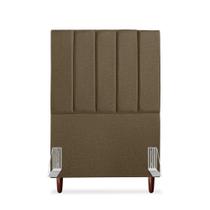 Cabeceira Estofada Solteiro Carla 90cm Linho Marrom