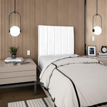 Cabeceira Estofada Solteiro Carla 90cm material sintético Branco