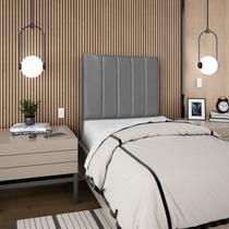 Cabeceira Estofada Solteiro Carla 90cm material sintético Cinza