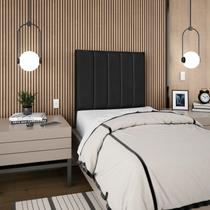 Cabeceira Estofada Solteiro Carla 90cm material sintético Preto