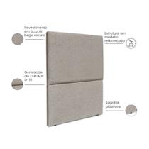 Cabeceira Estofada Solteiro Luna 90cm Boucle Bege Escuro