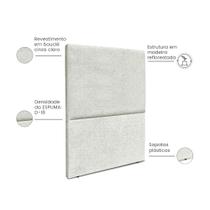 Cabeceira Estofada Solteiro Luna 90cm Boucle Cinza Claro