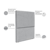 Cabeceira Estofada Solteiro Luna 90cm Boucle Cinza