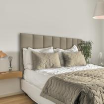 Cabeceira Estofada Suede Bege Areia Cama Box Módulo 20Cm X