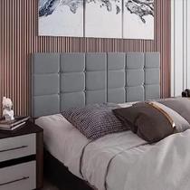 Cabeceira Estofada Suspensa Bia 1.40 Cama Box Casal - Cinza
