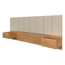 Cabeceira Estofada Suspensa Cama Casal Bulgária Carvalho/bege - Ma - A Móveis Arapongas