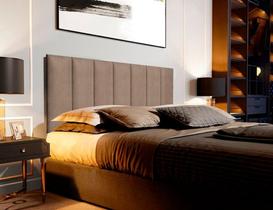Cabeceira Estofada Suspensa para Cama Queen 1,60 Metros - Bege Suede