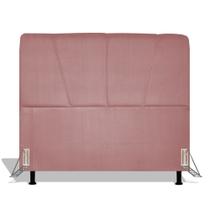 Cabeceira Estofada Topázio 140 cm Para Cama Box Quarto Casal Luxo MV Estofados Suede Rose