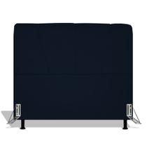 Cabeceira Estofada Topázio 140 cm Para Cama Box Quarto Casal Luxo Suede Azul Marinho
