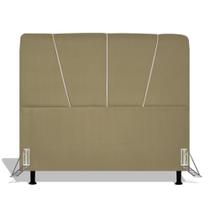 Cabeceira Estofada Topázio 140 cm Para Cama Box Quarto Casal Luxo Suede Bege