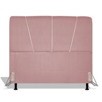 Cabeceira Estofada Topázio 140 cm Para Cama Box Quarto Casal Luxo Suede Rose