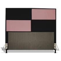 Cabeceira Estofada Tóquio 140 cm Para Cama Box Quarto Casal MV Estofados Suede Preto Suede Rose