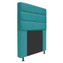 Cabeceira Estofada Turim 100cm para Cama Solteiro Cama Box Suede Azul Turquesa - KDAcanto Móveis