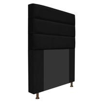 Cabeceira Estofada Turim 100cm para Cama Solteiro Cama Box Suede Preto - KDAcanto Móveis