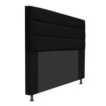 Cabeceira Estofada Turim 160cm para Cama Queen Size Cama Box Tecido Sintético Preto - KDAcanto Móveis