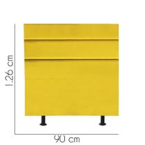 Cabeceira Estofada Turim 90 cm Solteiro Quarto para Cama Box Tecido Sintético Amarelo - KDAcanto Móveis