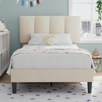 Cabeceira estofada Twin Bed Frame VECELO Heavy-Duty Bege