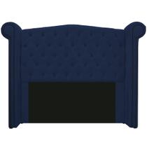 Cabeceira Estofada Veneza 195 cm King Size Suede Azul Marinho - Doce Sonho Móveis