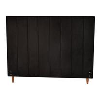 Cabeceira Estofada Vitoria 120cm Cama Solteiro Suede Preto