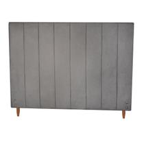 Cabeceira Estofada Vitória para Cama Box Casal King Size Suede Cinza Grafite 193cm JBF