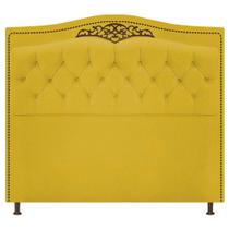 Cabeceira Estofada Yasmim 140 cm Casal Suede Amarelo - ADJ Decor