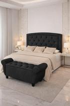 Cabeceira Estofado e Bau Recamie Veneza Para Cama Box 160