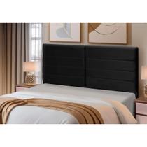 Cabeceira Estofados Casal King Quarto 1,95cm Lídia Suede Preto Madelina Decor