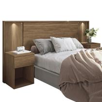 Cabeceira Extensível Bourbon Casal Queen Ripada Jatobá com LED - Santos Andirá