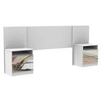 Cabeceira Extensível Branca com 2 Criados Espelho Madesa