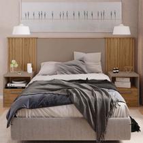 Cabeceira Extensível Casal Burrell com Mesas de Cabeceira Acabamento Ripado MDP Fendi/Buriti G11 - Gran Belo