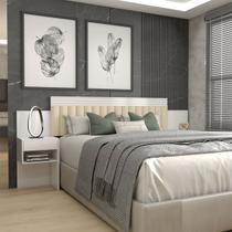 Cabeceira Extensível Casal/Queen Luna 2 Gavetas Branco - Panorama Móveis Cabeceira Extensível Casal/Queen Luna 2 Gavetas Branco - Panorama Móveis