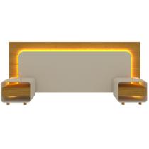 Cabeceira extensível Gelius Innova 02 mesa de cabeceira para cama box de Casal 138 cm, Queen 158 cm e King 193 cm Naturale OFF White