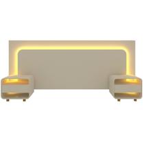 Cabeceira extensível Gelius Innova 02 mesa de cabeceira para cama box de Casal 138 cm, Queen 158 cm e King 193 cm OFF White