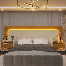 Cabeceira Extensível Innova 2 Gavetas com Led Naturale/Off White - Gelius