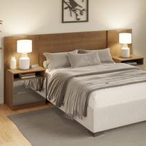 Cabeceira Extensível Madesa com 2 Mesas Laterais com Espelho