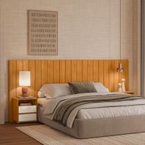 Cabeceira Extensível para Cama Solteiro/Casal/Queen/King Ripada 100% MDF Marrom Cinamomo/Off White