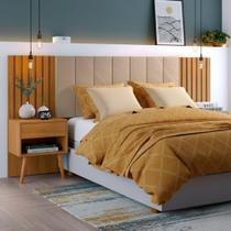 Cabeceira Extensivel Queen Estofada Com Mesa de Cabeceira