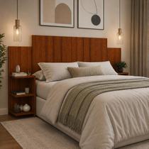 Cabeceira Flex Casal Solteiro Queen MDF Com Mesa De Cabeceira Cama Box COR:CINAMOMO - CASA CARMORELLI